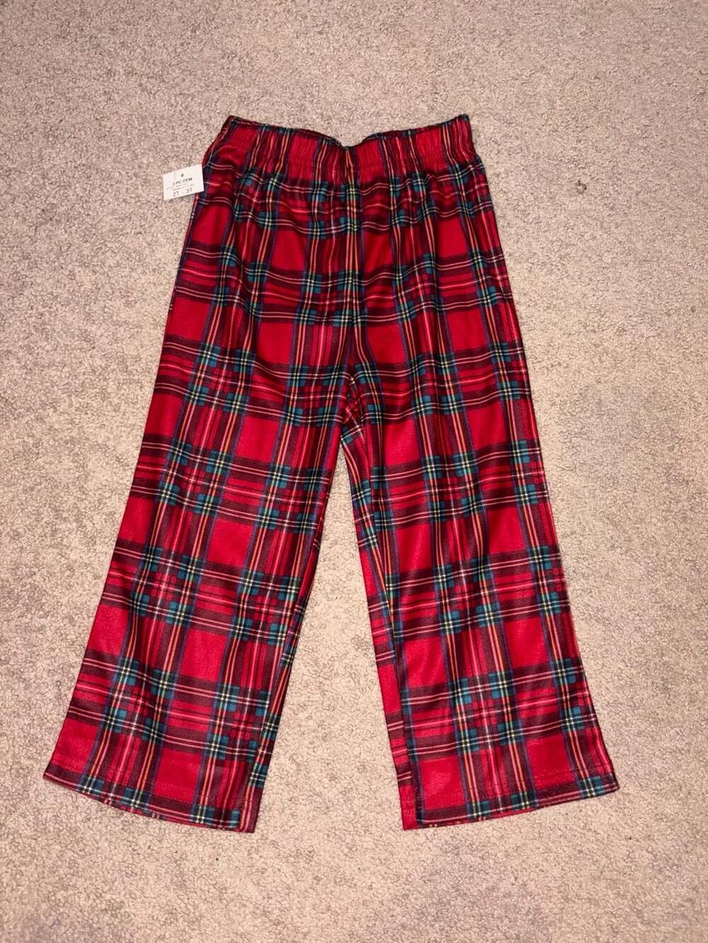 Family PJs Macy's Kids Red Plaid Holiday Pajama Pants Size 2T/3T